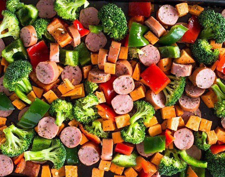 20-Minute Sheet Pan Sausage Meal