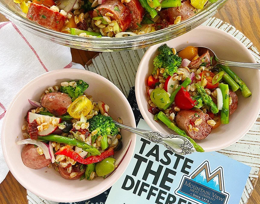 Mountain View Meats Sweet Italian Sausage Marinated Farro Salad