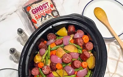 Crockpot Sausage & Honey Roasted Vegetables