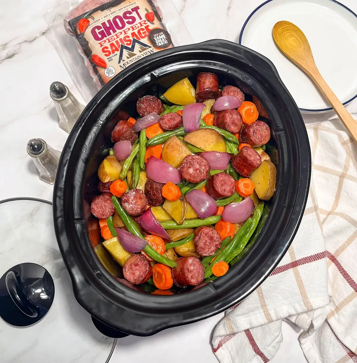 Crockpot Sausage & Honey Roasted Veggies