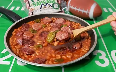 One-Pan Smoky Sausage & Maple Beans