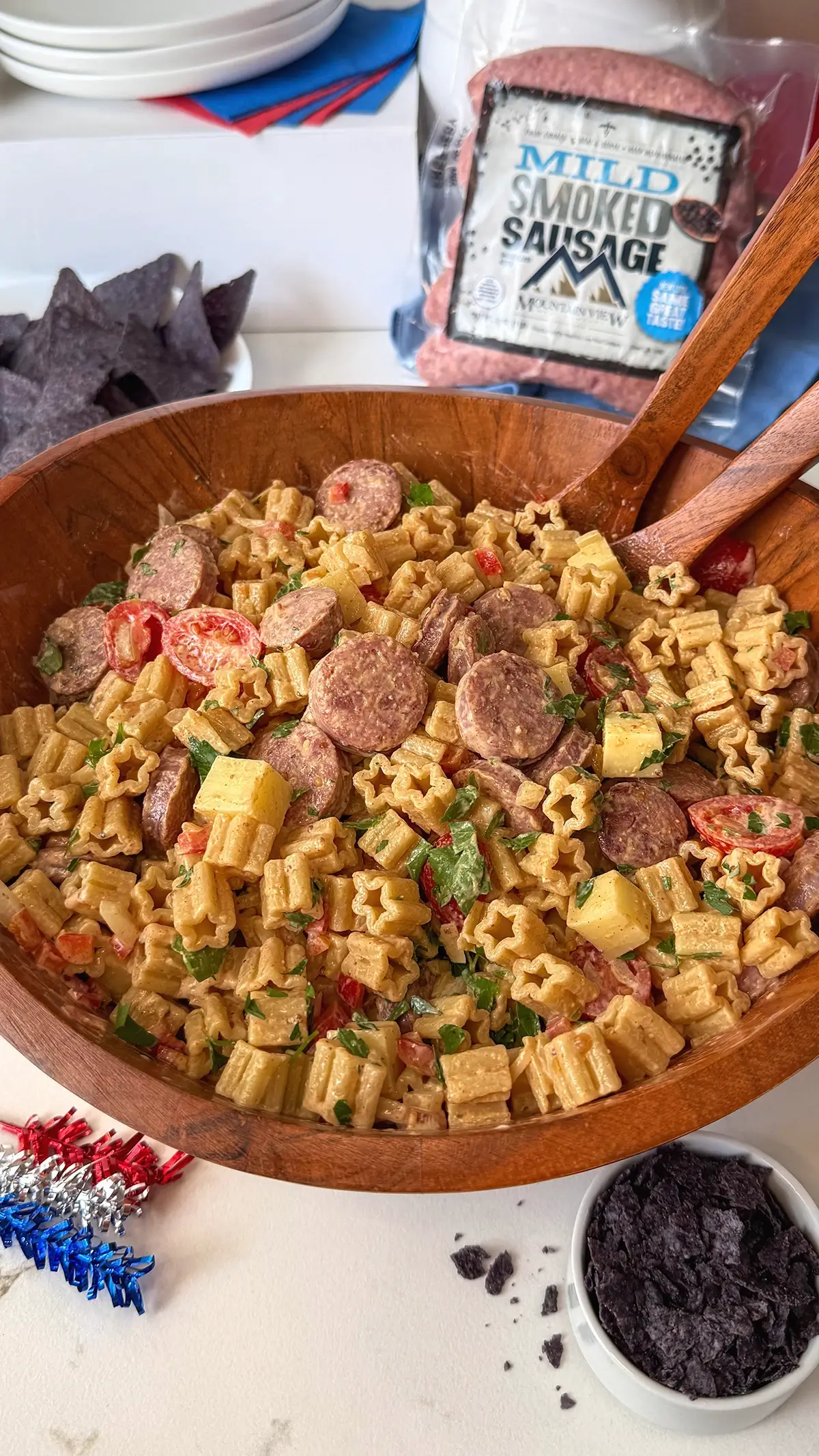 Star Spangled Smoked Sausage pasta salad